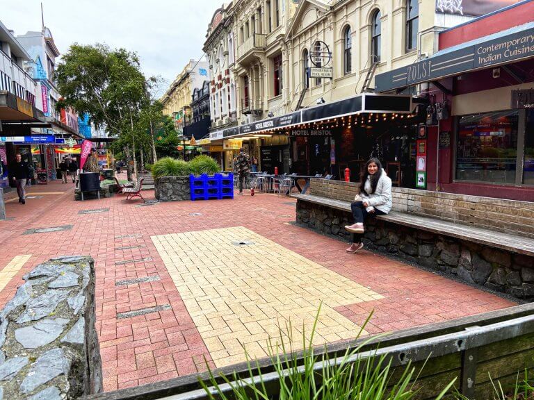 Sitting at Cuba Street, Wellington, New Zealand