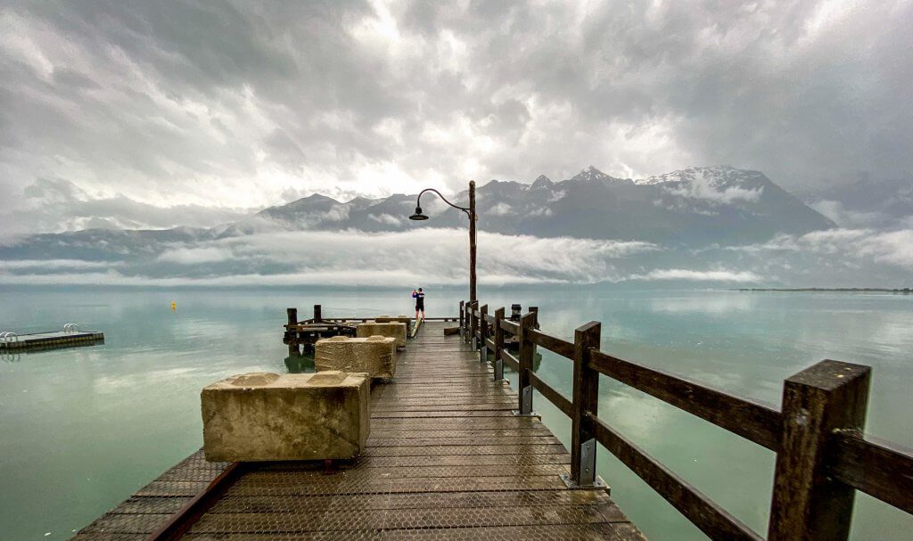 A foggy day at the Glenorchy Wharf during a New Zealand Trip through South Island