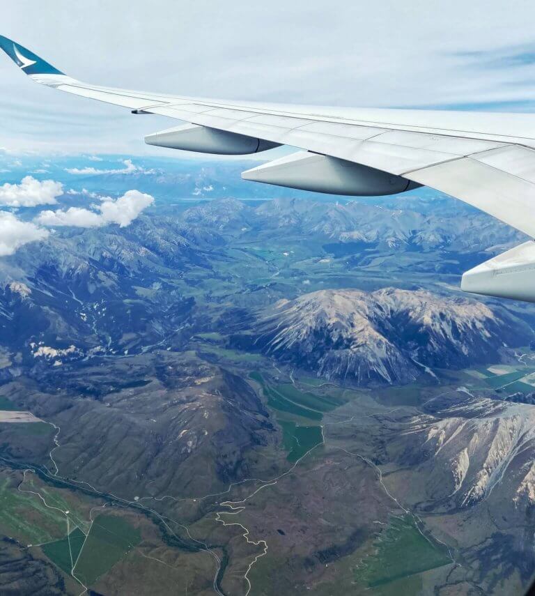 View of South Island from the flight, New Zealand