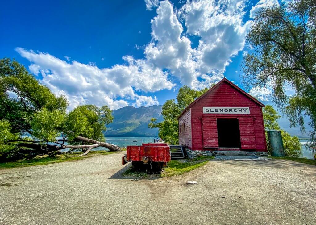 Glenorchy red shed at the waterfront- new zealand bucket list