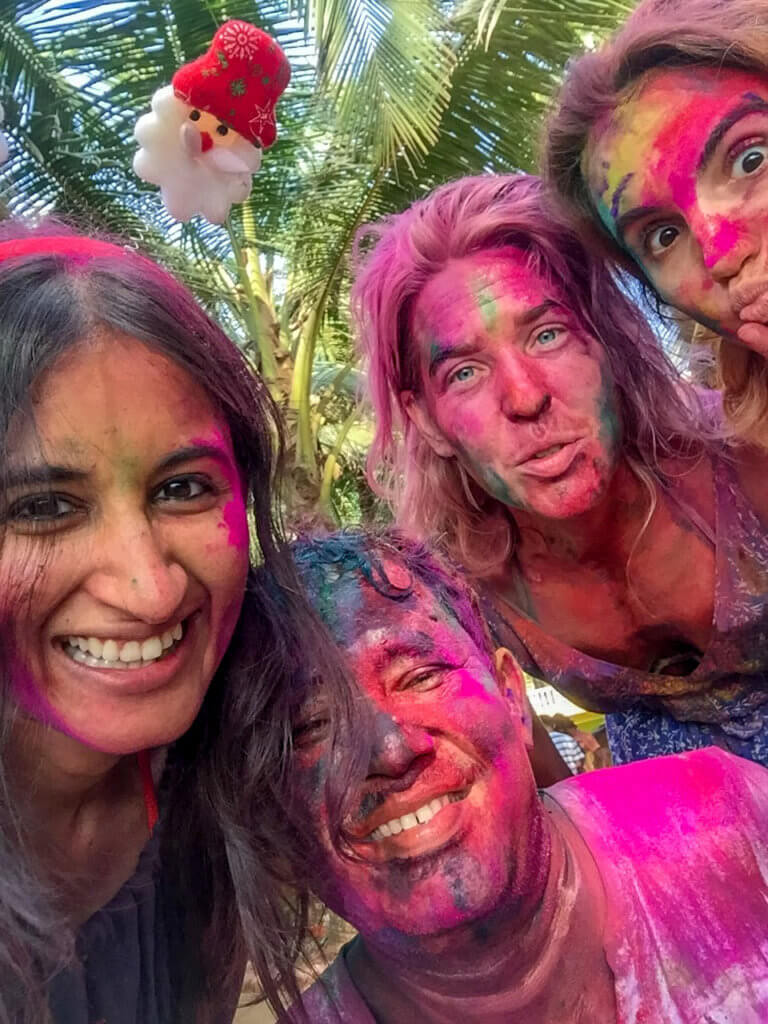 Playing holi in Goa, India