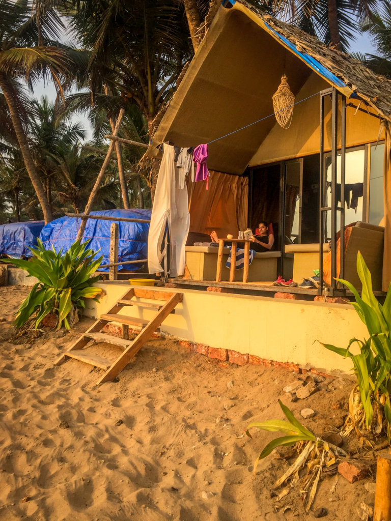 Huts at Palolem Beach during Goa Travel