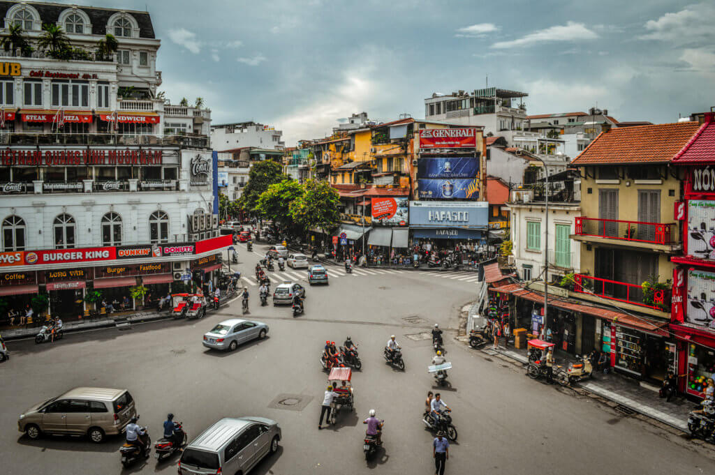 The area around Hoan Kiem Lake Old Quarter, Hanoi, Vietnam