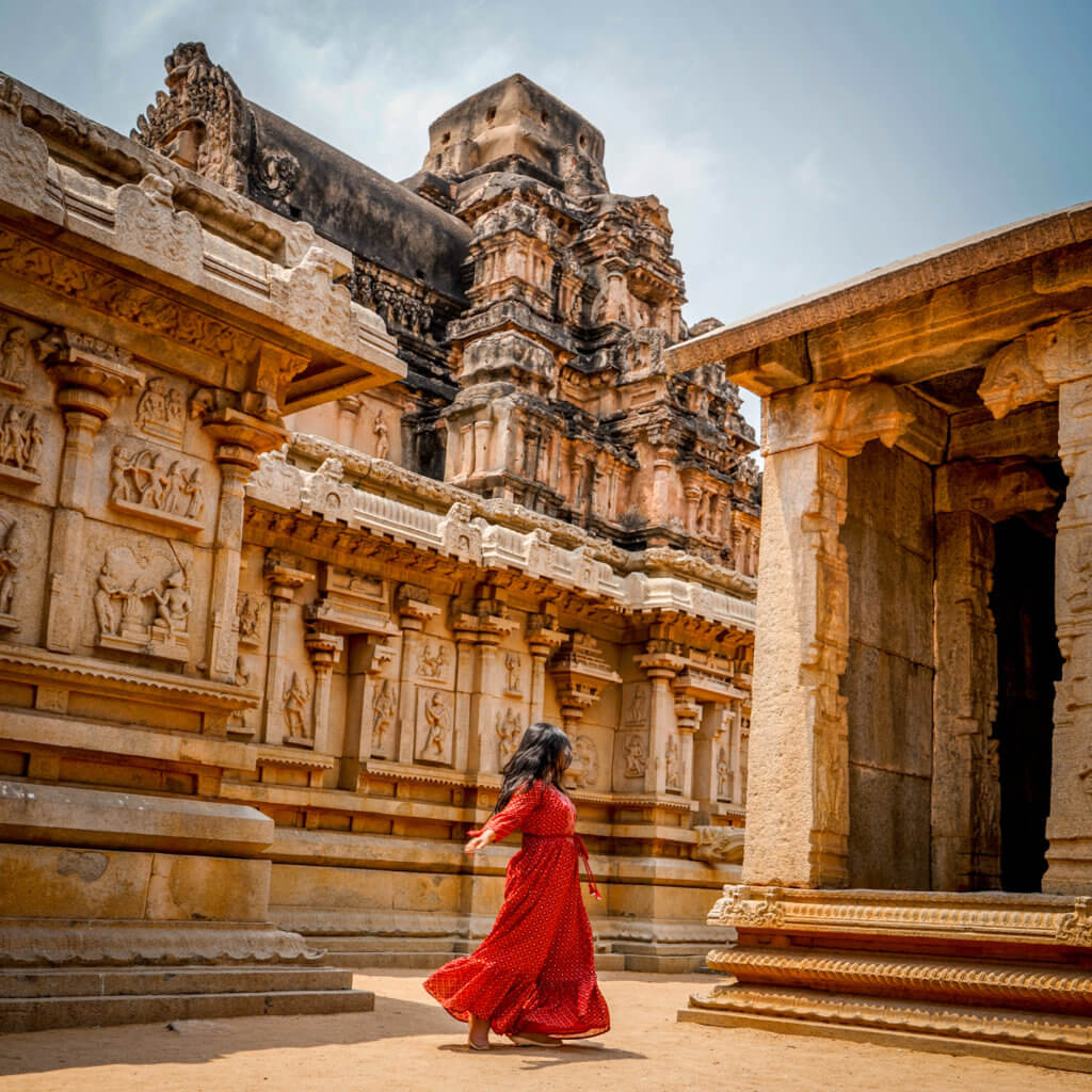 A girl twirling at Hazara Rama Temple