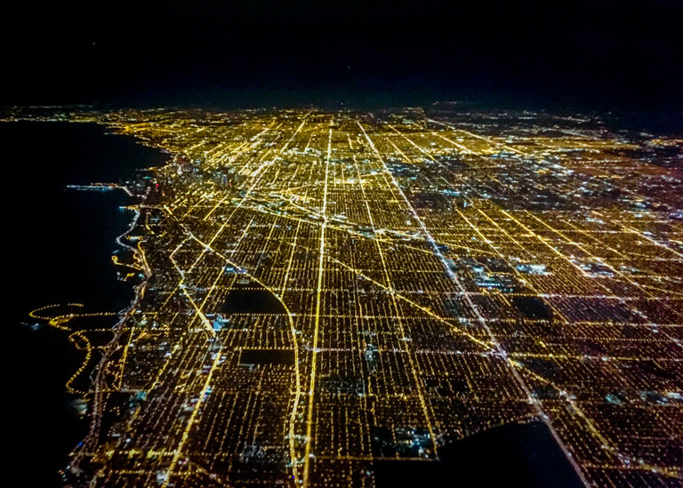 View of Chicago from a flight