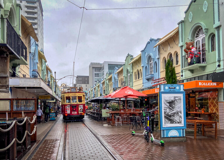 Colourful New Regent Street in Christchurch, New Zealand