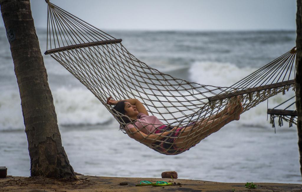 Relaxing on a hammock by the sea
