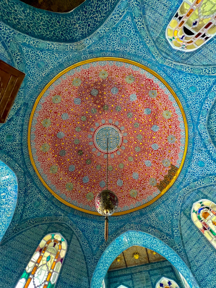 Ceiling with intricate details at Topkapi Palace in Istanbul 