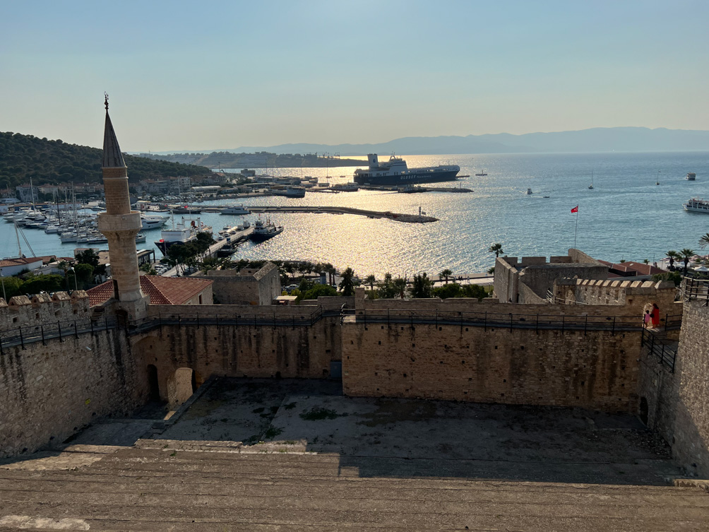 View from the top of Cesme Castle near Alacati, Turkey