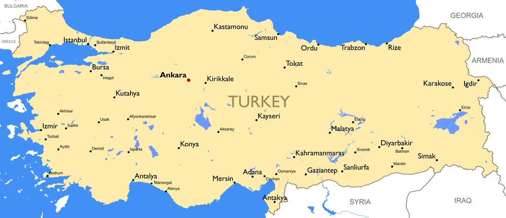 Turkey travel guide map of turkiye