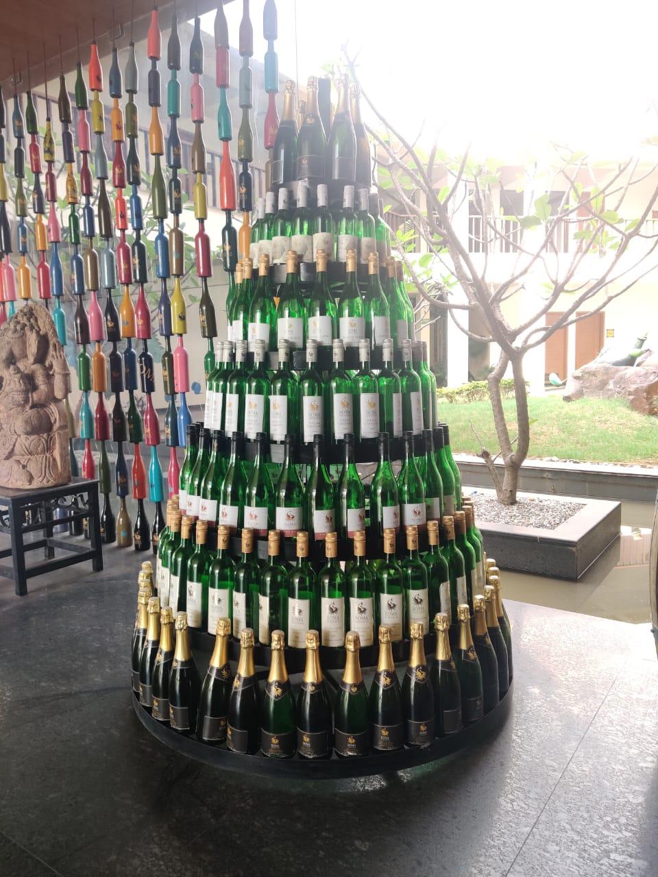 Wine bottle decor in Soma Vine Village