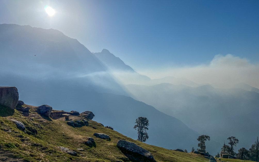 The view from Triund Top in the morning
