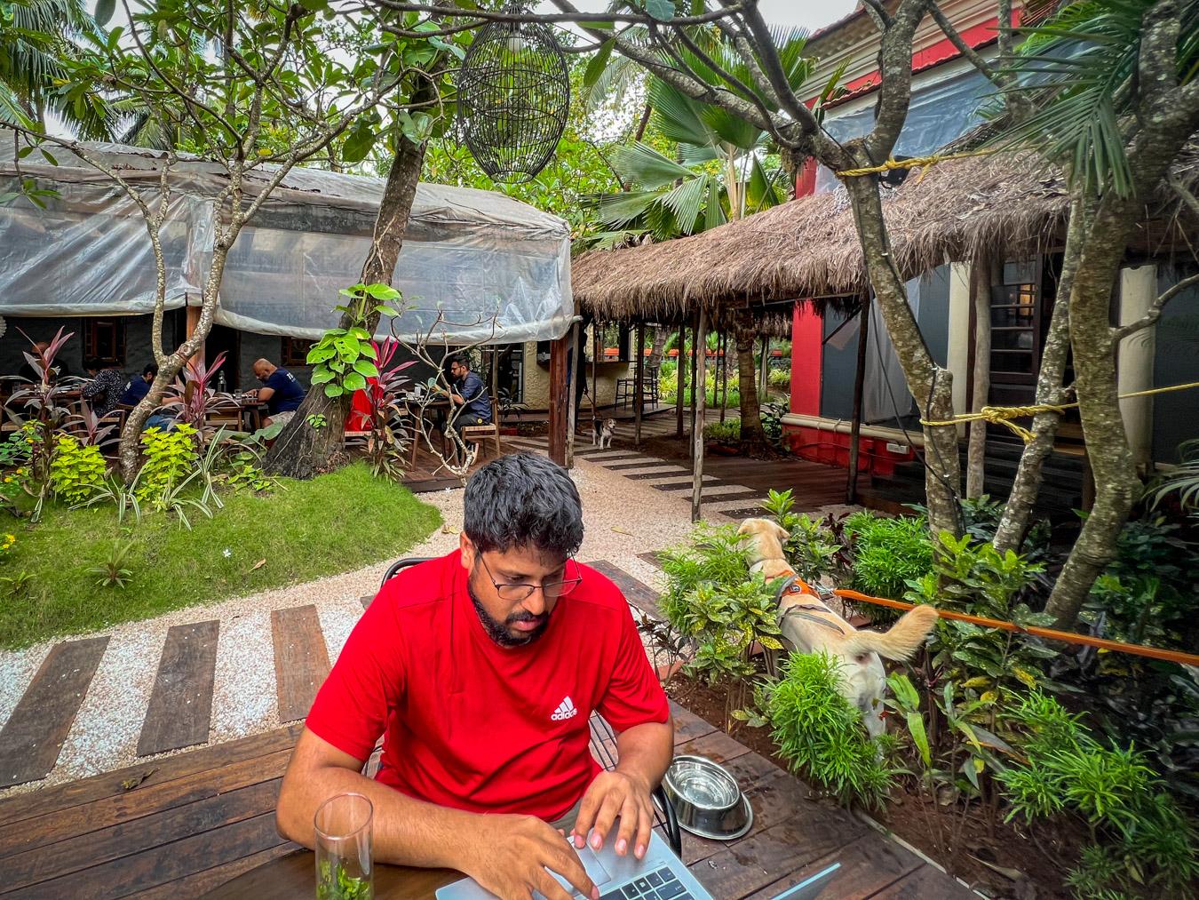 Person working from Felix Goa - one of the best restaurants in North goa