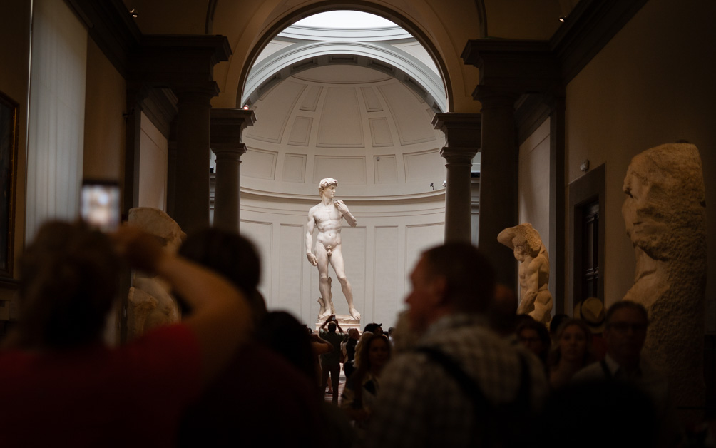 Michelangelo's David at the Accademia Gallery in Florence 