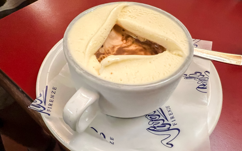 The delcious affogato at Vivoli Gelareuia - you can't miss this in Florence