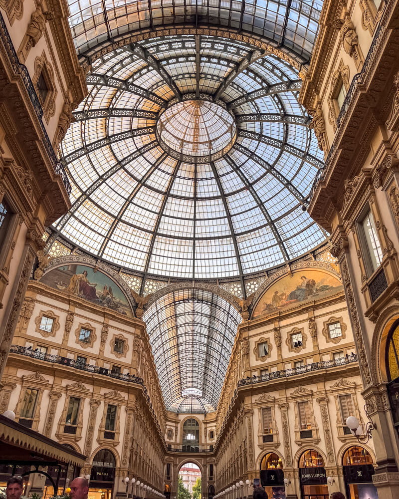 The stunnign dome and shops of Galleria Vittorio Emanuele II in Milan