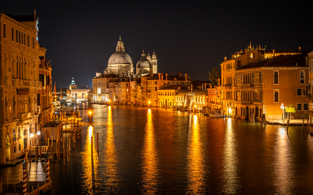 View at night from Ponte dell'Accademia in Venice