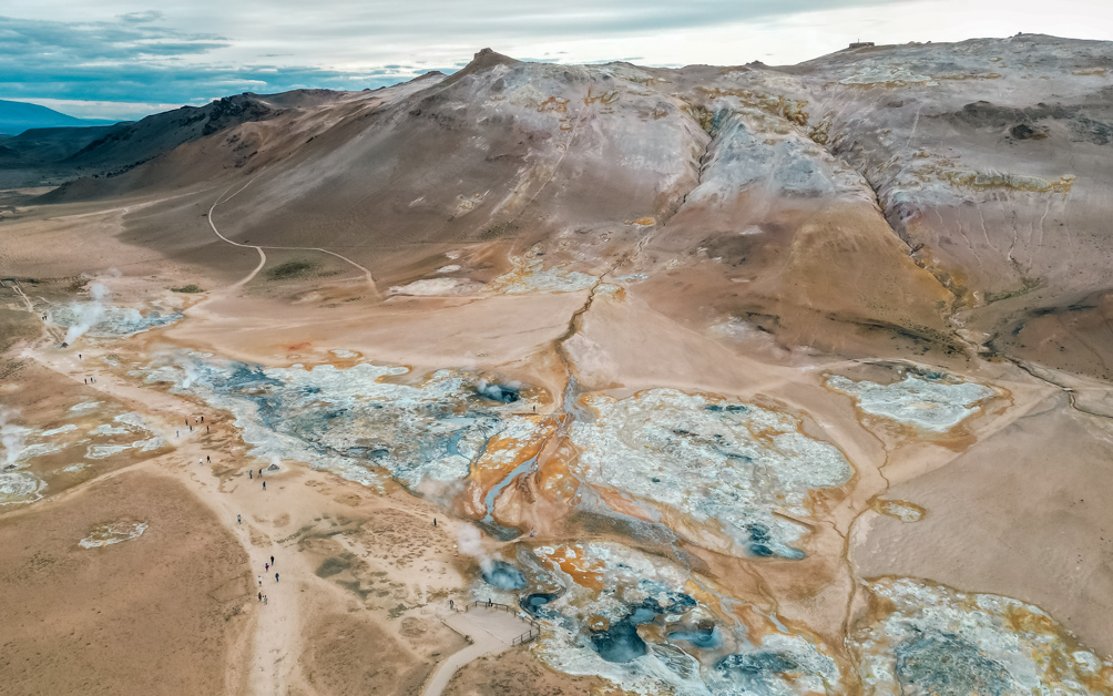 10-Day Iceland Itinerary: An Unforgettable Road Trip 51 Drone view of the multi-hued Hverir Geothermal Area
