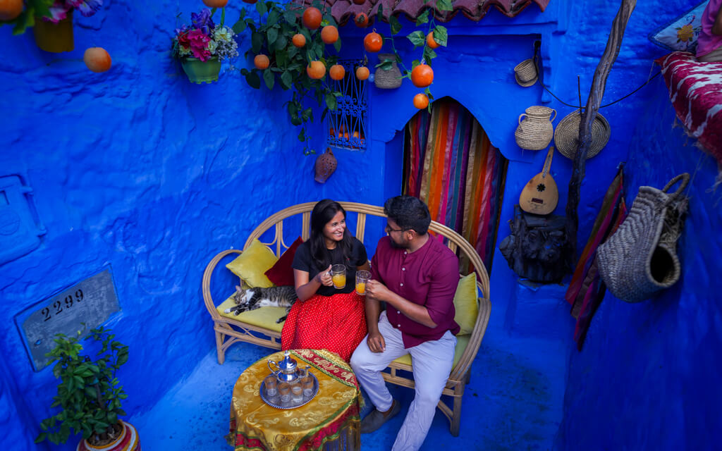 Us in Morocco during our RTW trip