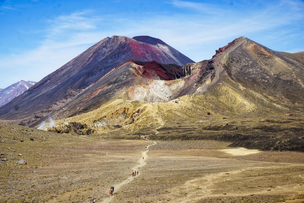 A view of volcanos at Tongariro Alpine Crossing in New Zealand