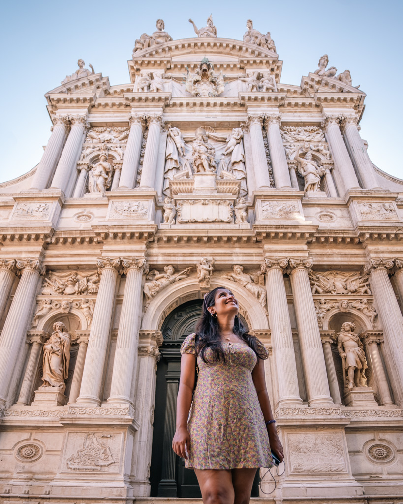 What to See in Venice in 2 Days: The Ultimate Itinerary 7 A girl in front of a church in Venice
