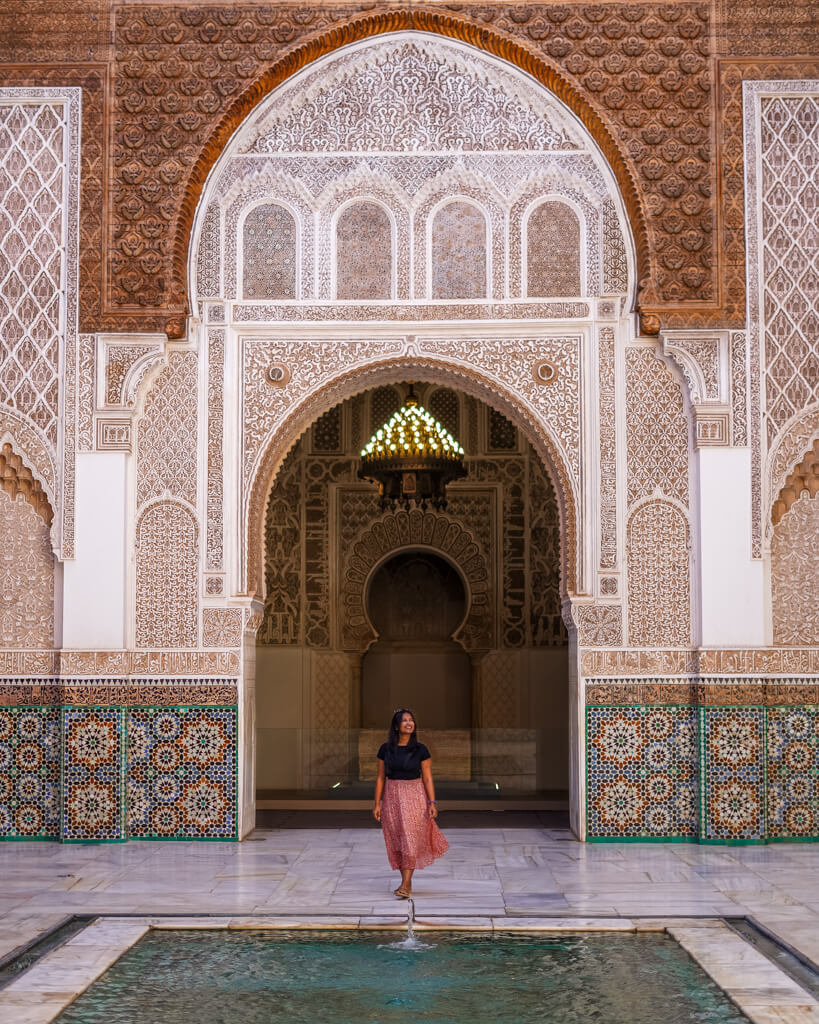 Intricate tile work at Ben Youssef Madrasa