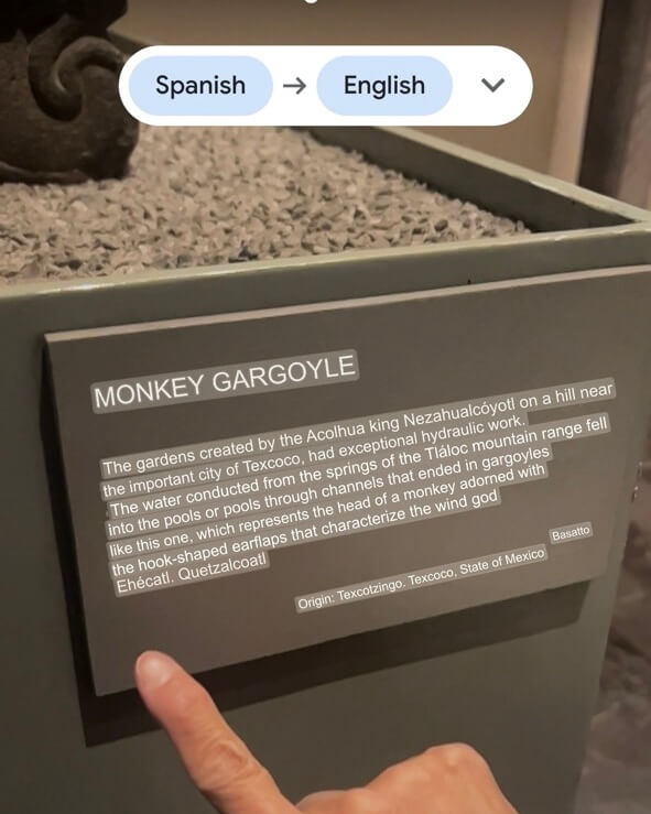 A text translated from Spanish to English at a museum 