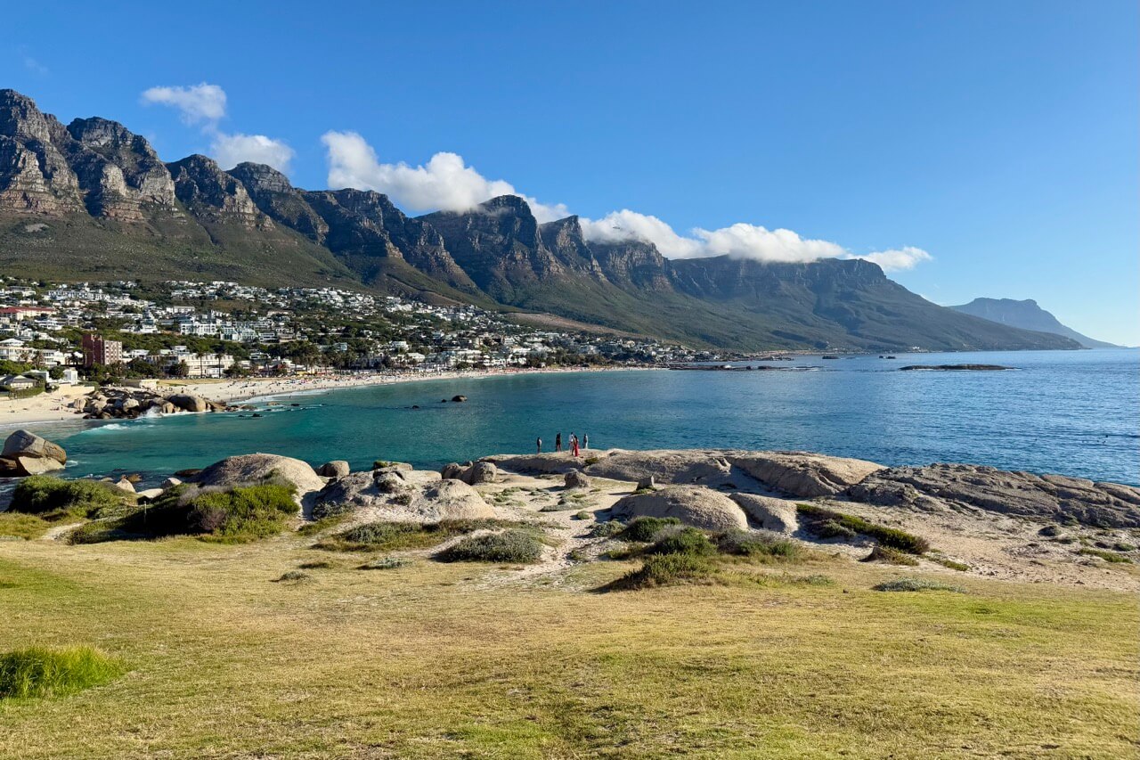South Africa 2 View of the Twelve Apostles mountains and Cape Town coastline from Camps Bay in South Africa
