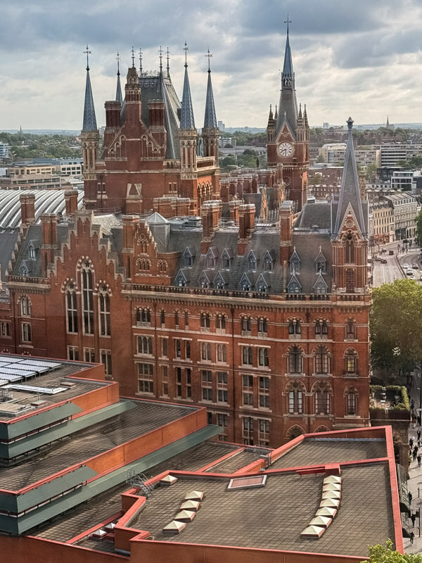 4-Day London Itinerary: Best of London + Easy Walking Routes 24 A view of St Pancras Hotel and Station from the window of Pullman London St Pancras
